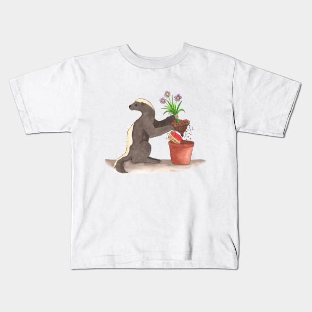 H is for Honey Badger (he doesn't care) Kids T-Shirt by thewatercolorwood